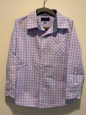 Andy & Evan Pink and Light Blue Gingham Button-Down Shirt